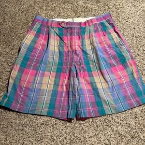 Vintage Titleist Madras Plaid Pleated Golf Shorts- Men’s 34